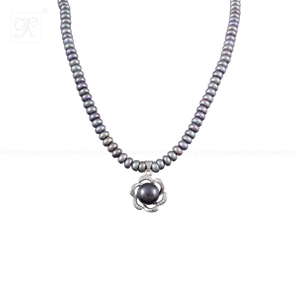 Midnight Bloom Pearl Jewelry Set Freshwater | Krishna Pearls and Jewellers
