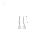 Silver Crystal Elegance Pearl Drop Earrings | Krishna Pearls and Jewellers