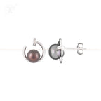 Silver Colour pearl earrings with CZ | Krishna Pearls and Jewellers