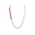 Elegant Red stone Floral Pearl Jewelry Set | Krishna Pearls and Jewellers