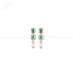 Green Square Cascade Pearl Necklace Set | Krishna Pearls and Jewellers