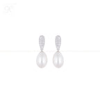 Ivory Drop Pearl Set – CZ Teardrop Elegance | Krishna Pearls and Jewellers