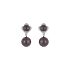 Silver colour pearl double step earrings | Krishna Pearls and Jewellers