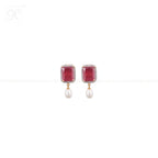 Red Stone Teardrop Pearl Choker Set | Krishna Pearls and Jewellers