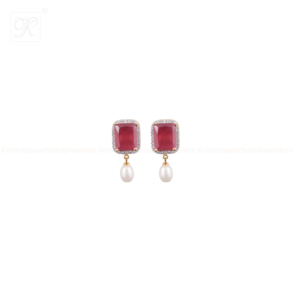 Red Stone Teardrop Pearl Choker Set | Krishna Pearls and Jewellers