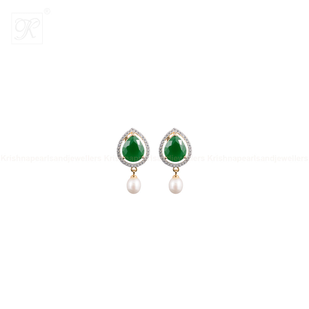 Regal Pearl and Green Stone Choker Set | Krishna Pearls and Jewellers