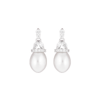 Elegant Drop Pearl & CZ Dangle Earrings | Krishna Pearls and Jewellers