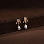 Floral Pearl Drop Pendant Set with Matching Earrings