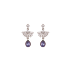 Black Pearl Drop Earrings with CZ | Krishna Pearls and Jewellers