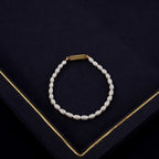 Freshwater Pearl Necklace Set with Sparkling Red Stone Square Pendant, Matching Earrings & Pearl Bracelet | Bridal Designer Jewellery Combo and Gift Set