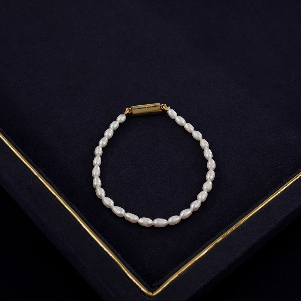 Freshwater Pearl Necklace Set with Sparkling Red Stone Square Pendant, Matching Earrings & Pearl Bracelet | Bridal Designer Jewellery Combo and Gift Set