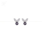 Black Pearl Wings Set Freshwater Pearl | Krishna Pearls and Jewellers