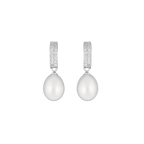 Silver CZ Pearl Drop Earrings Freshwater | Krishna Pearls and Jewellers