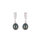 Silver Glow Pearl Drop Earrings Freshwater | Krishna Pearls and Jewellers