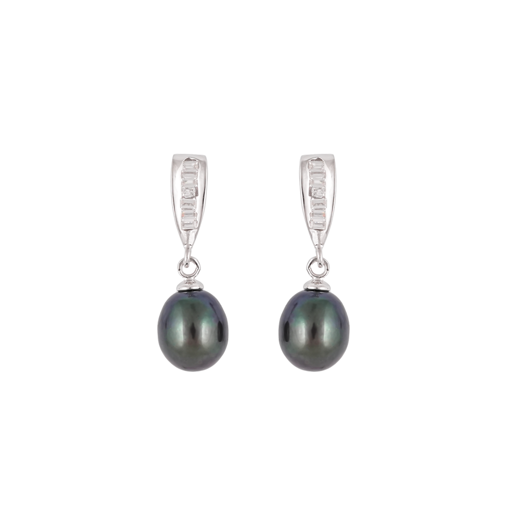 Silver Glow Pearl Drop Earrings Freshwater | Krishna Pearls and Jewellers