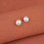 Classic White Round Pearl Stud Earrings | Krishna Pearls and Jewellers