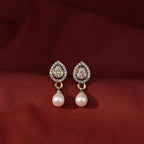 Freshwater Pearl Double Strand Necklace with Crystal Teardrop Pendant