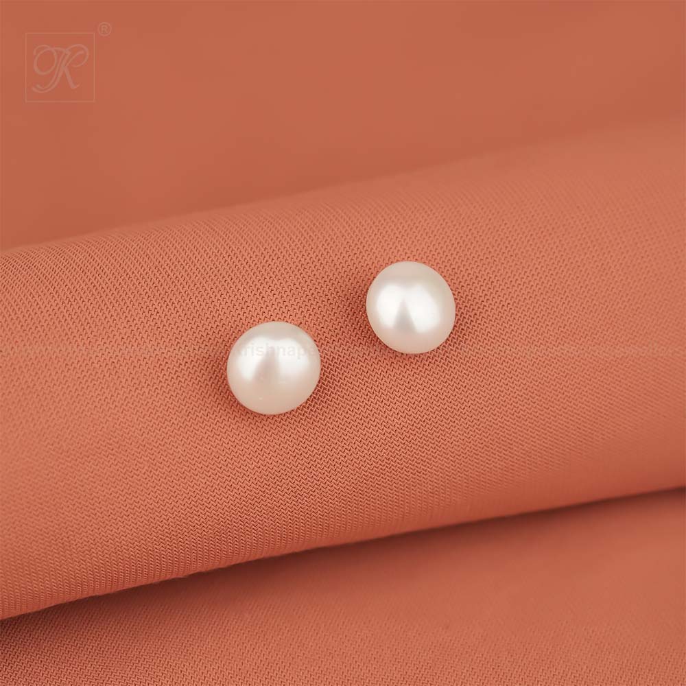 Ivory Radiance Classic Pearl Stud Earrings | Krishna Pearls and Jewellers
