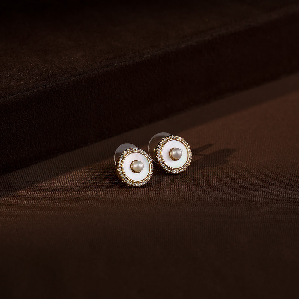 Classic Halo Pearl Pendant Set with Matching Stud Earrings