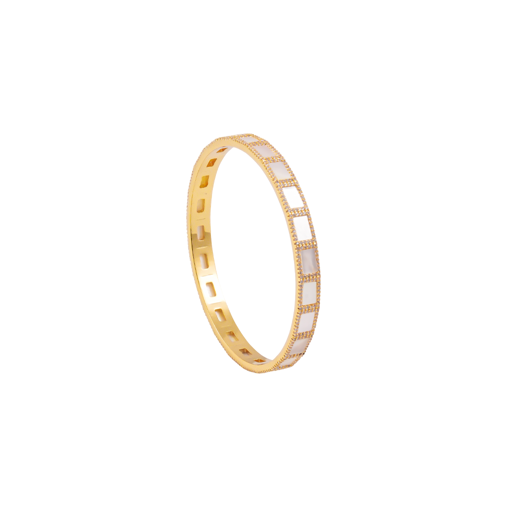 Gold-Tone Linked Oval Mirror bangle with | Krishna Pearls and Jewellers