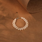 Multicolor Pearl Necklace Set with Pearl Stud Earrings & Handcrafted Pearl Bracelet | Elegant Pearl Jewellery Combo for Women