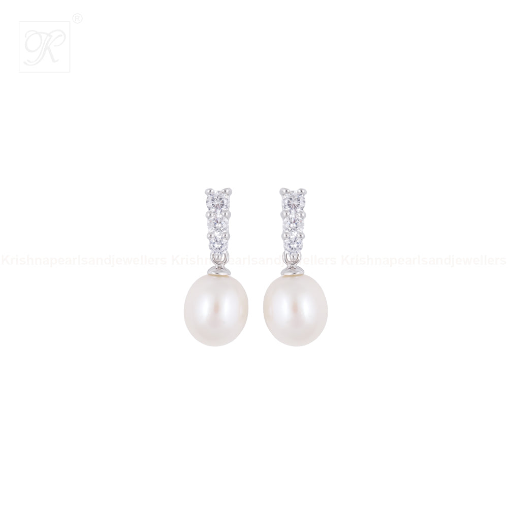 Radiant Trio CZ ROUND Pearl Set – Silver | Krishna Pearls and Jewellers