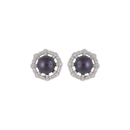 Sterling Silver CZ Pearl Round Studs | Krishna Pearls and Jewellers