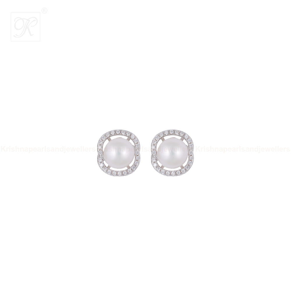 Twisted Halo Pearl Set – ROUND Cream Pearl | Krishna Pearls and Jewellers