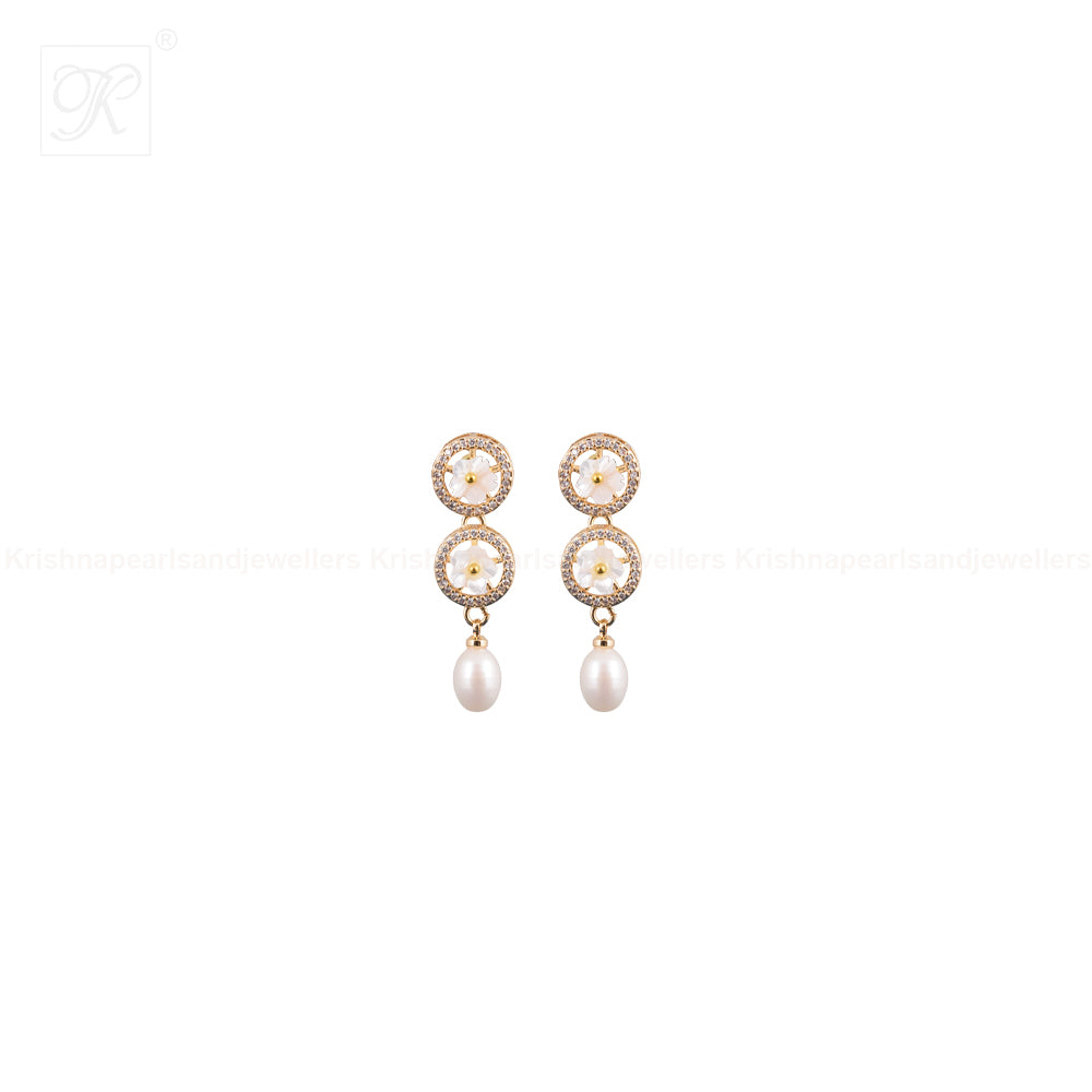 Delicate Crystal Bloom & Pearl Drop Jewelry | Krishna Pearls and Jewellers
