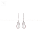Elegant Silver Drop Earrings with CZ | Krishna Pearls and Jewellers