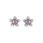 Silver Leaf Design Black Pearl Earrings | Krishna Pearls and Jewellers