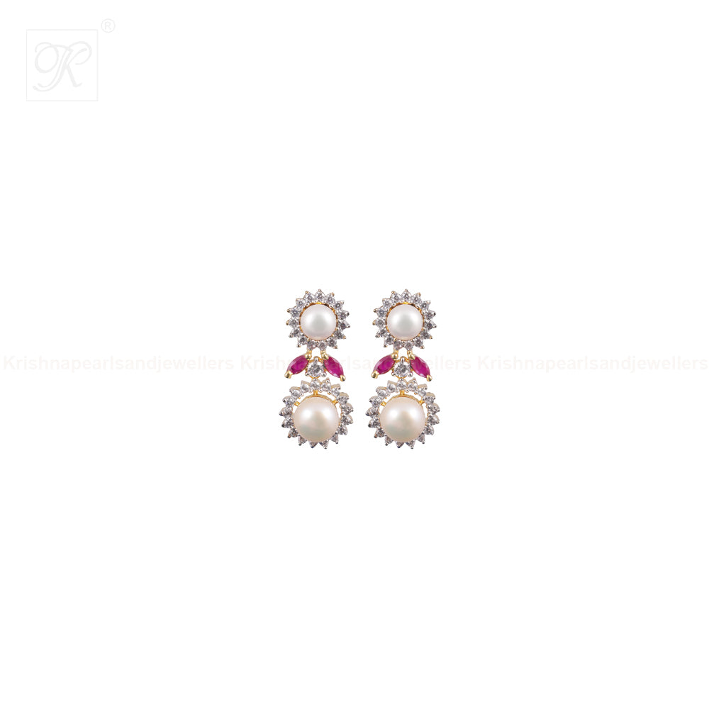 Pearl Bloom Gold-Tone Necklace Set | Krishna Pearls and Jewellers