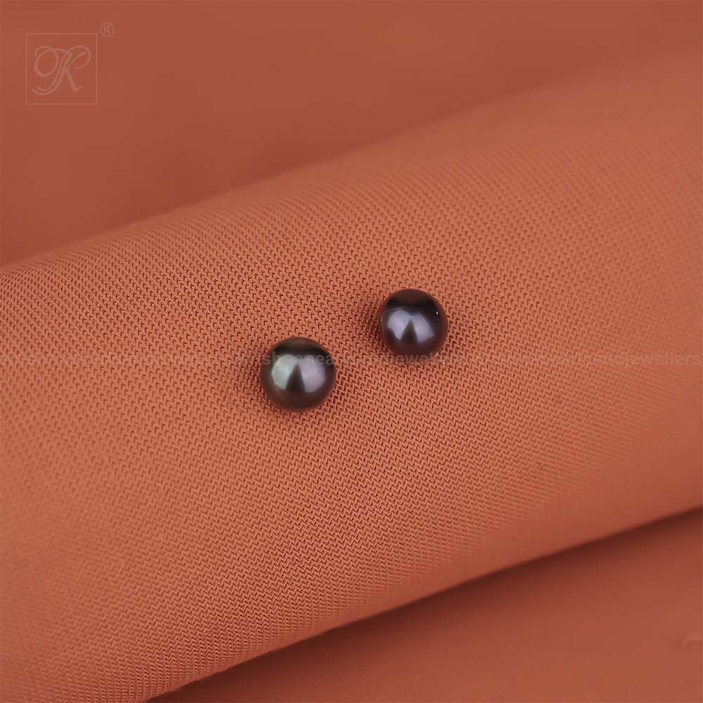 Midnight Glow Black Pearl Stud Earrings | Krishna Pearls and Jewellers