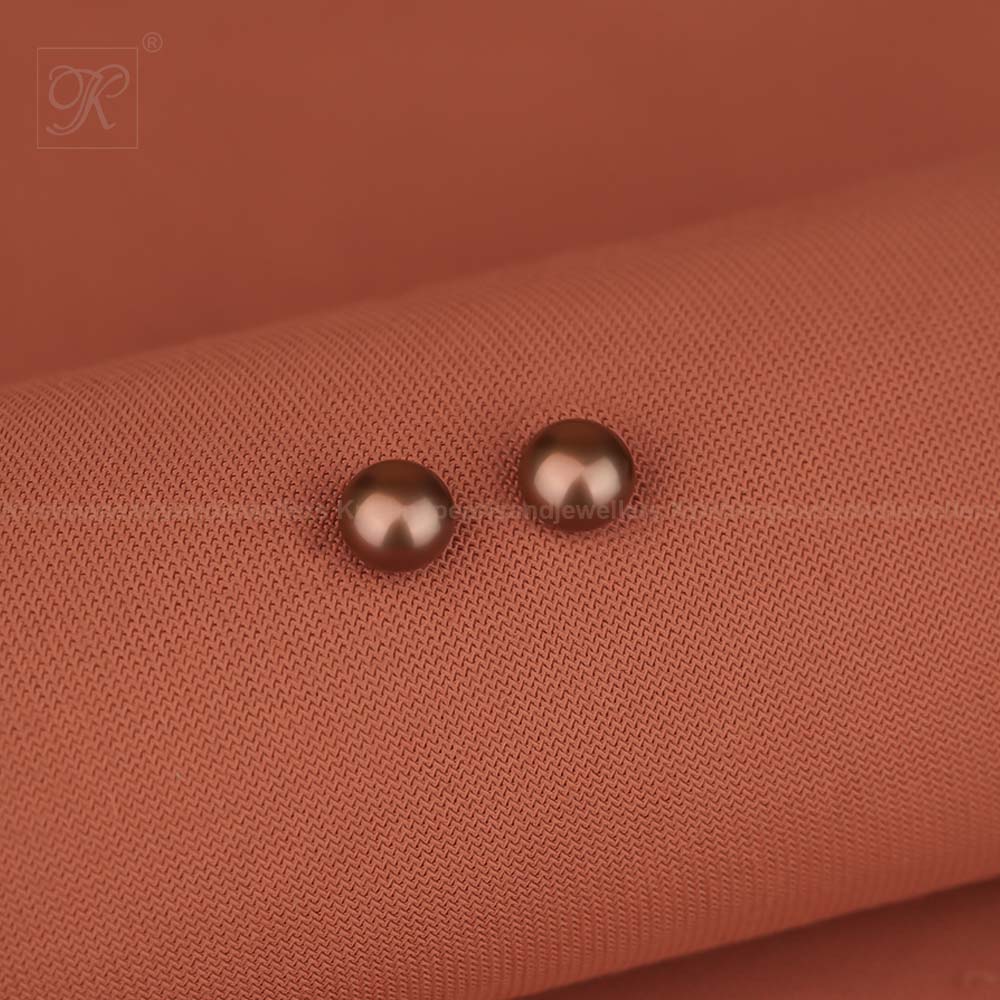Golden Glow Pearl Stud Earrings Freshwater | Krishna Pearls and Jewellers