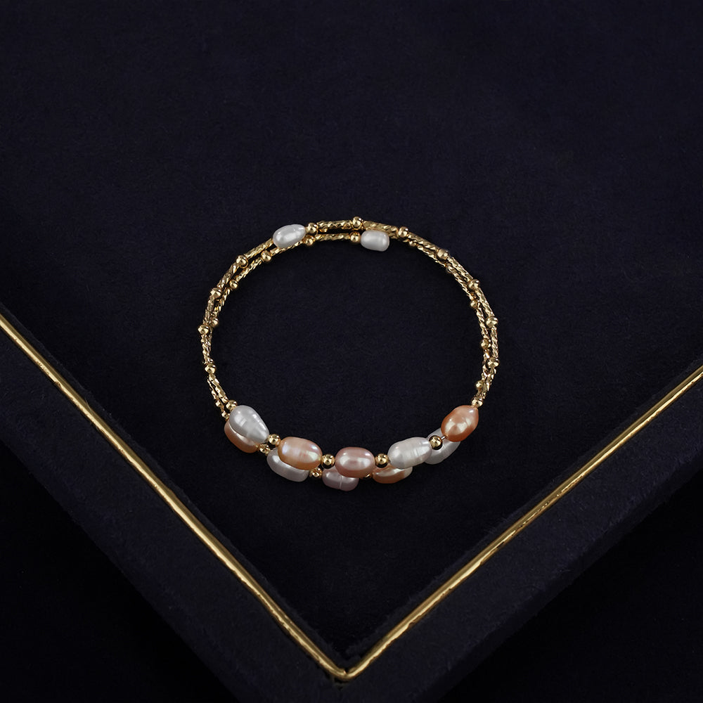 Floral Pearl Pendant Necklace Set with Matching Earrings & Freshwater Pearl Bracelet | Elegant Rose Design Jewellery Combo Set