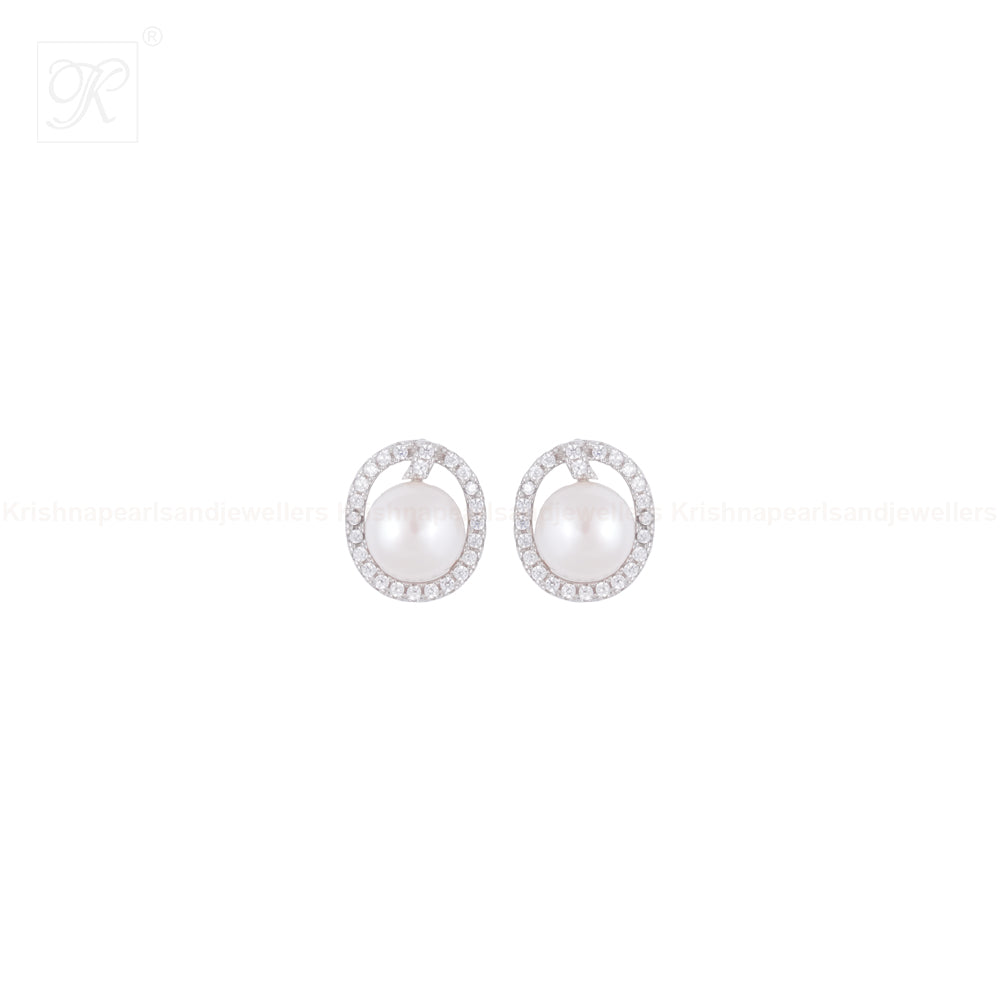 Luminous Halo Pearl Set – CZ Framed ROUND | Krishna Pearls and Jewellers