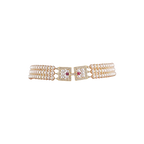 Regal Gold Clasp Triple-Strand Pearl Choker | Krishna Pearls and Jewellers