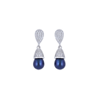 Silver colour pearl hanging earrings with | Krishna Pearls and Jewellers