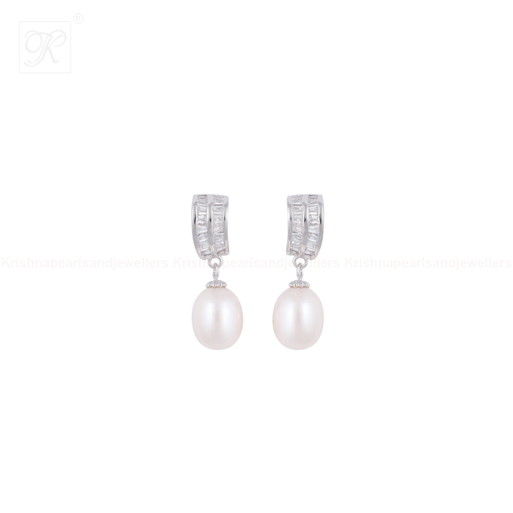 Radiant Drop Pearl Set – CZ Double-Band | Krishna Pearls and Jewellers