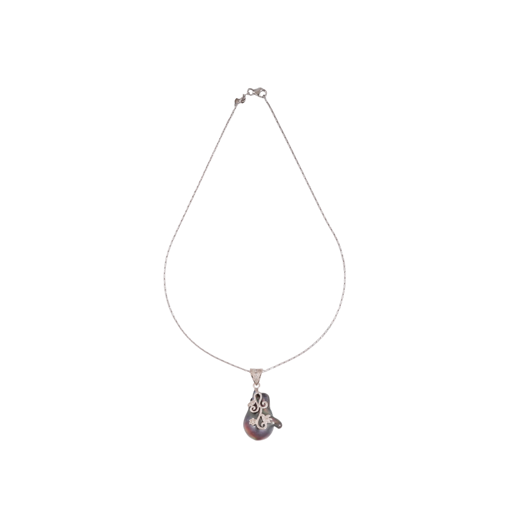 Mystic Bloom: Black Baroque Pearl Pendant | Krishna Pearls and Jewellers