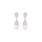 Silver cz with pearl earrings Freshwater | Krishna Pearls and Jewellers