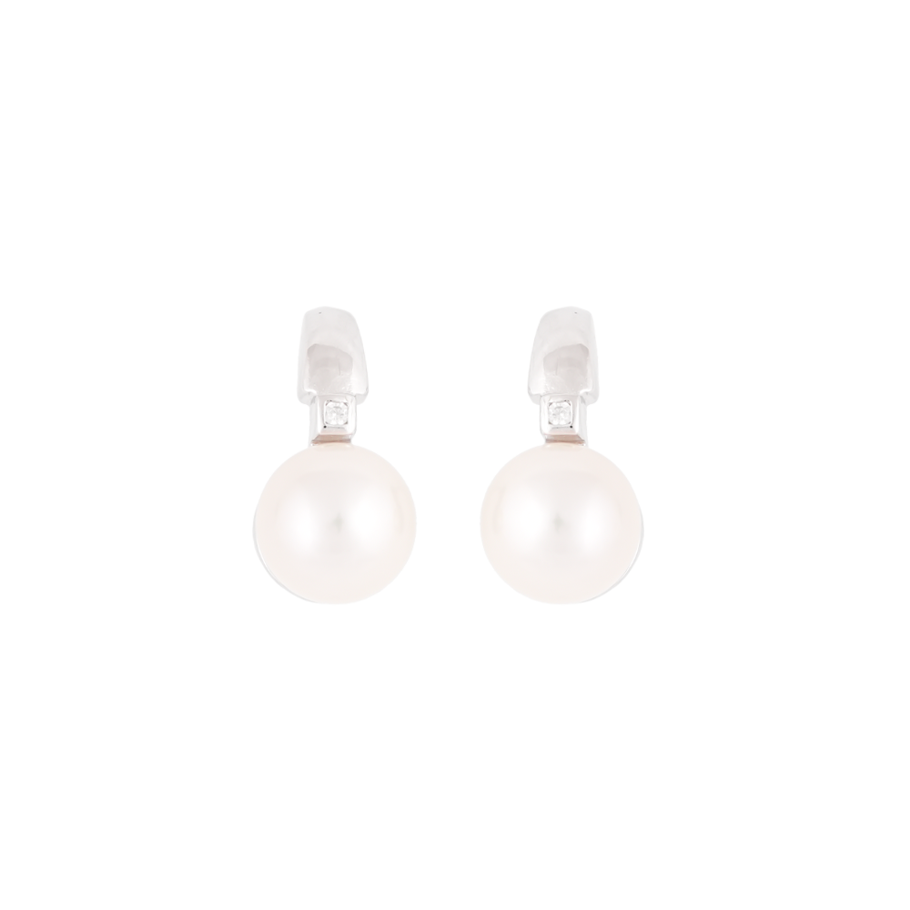 Sleek Simplicity Silver Pearl Stud Drop | Krishna Pearls and Jewellers