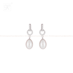 Elegant Silver CZ Drop Earrings with | Krishna Pearls and Jewellers