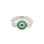 Emerald Bloom: Triple-Strand Pearl Bracelet | Krishna Pearls and Jewellers