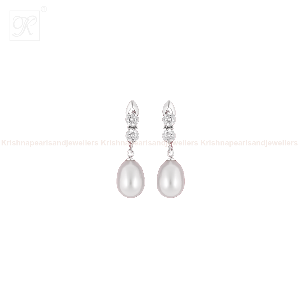 Ivory Grace Pearl Drop Earrings Freshwater | Krishna Pearls and Jewellers