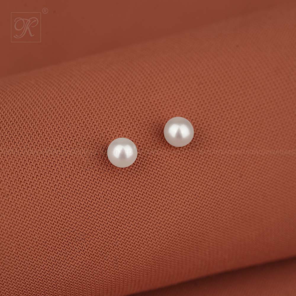 Classic Round Pearl Stud Earrings | Krishna Pearls and Jewellers