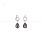 Twilight Charm Black Pearl Drop Earrings | Krishna Pearls and Jewellers