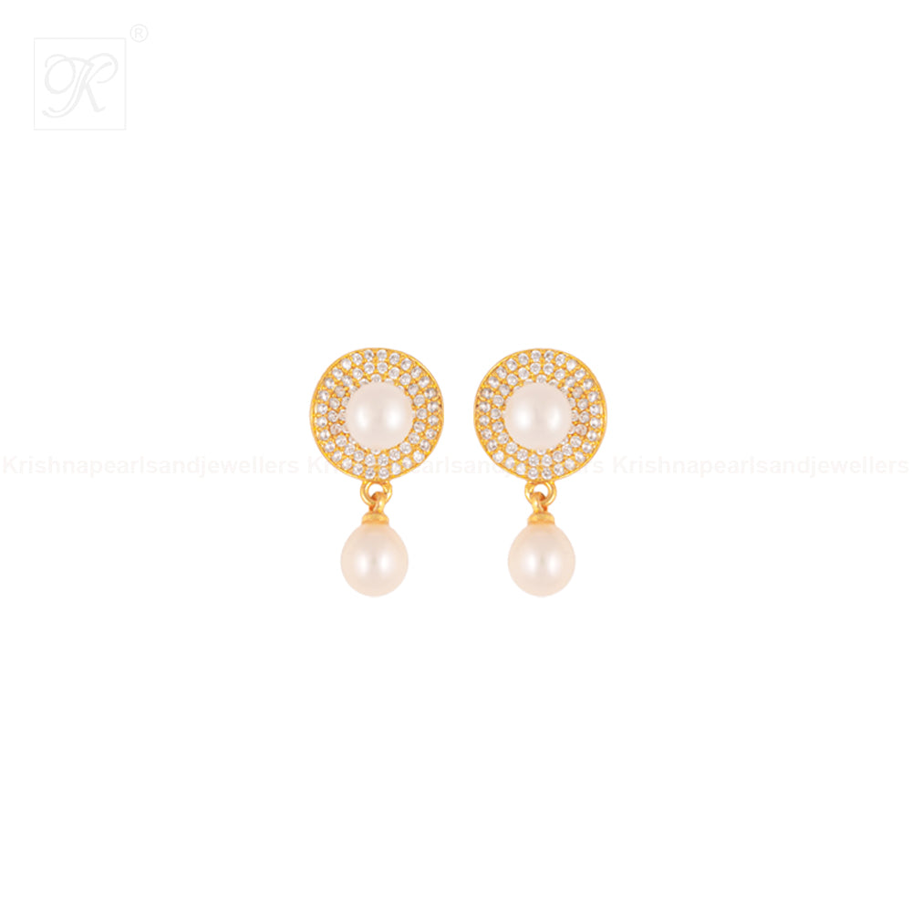 Golden Elegance Drop Pearl Set Freshwater | Krishna Pearls and Jewellers