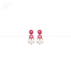 Elegant Red stone Floral Pearl Jewelry Set | Krishna Pearls and Jewellers