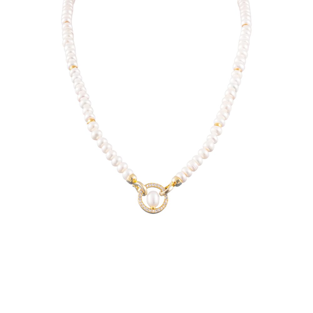 Classic Pearl Elegance String with Gold | Krishna Pearls and Jewellers
